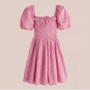 Abercrombie & Fitch Puff Sleeve Smocked Bodice Dress